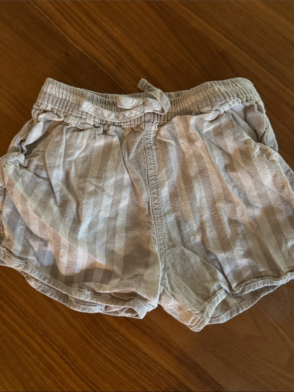 tea n rose Beige and White Striped Girls Shorts